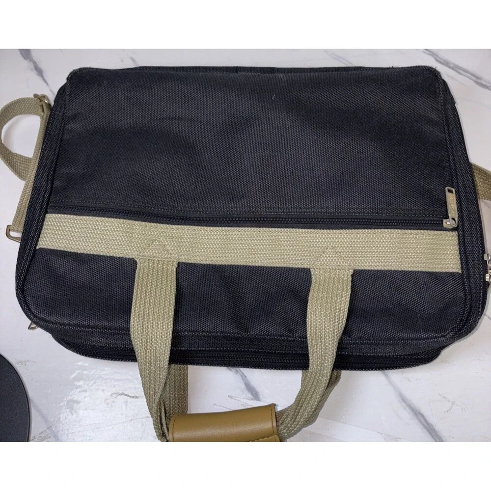 London Fog Black Laptop Briefcase Messenger Bag Expandable Travel